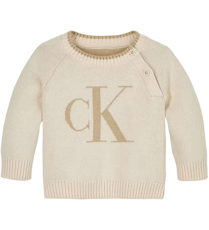 Calvin Klein Bluse - Strik - Floffy Logo - Whitecap Gray