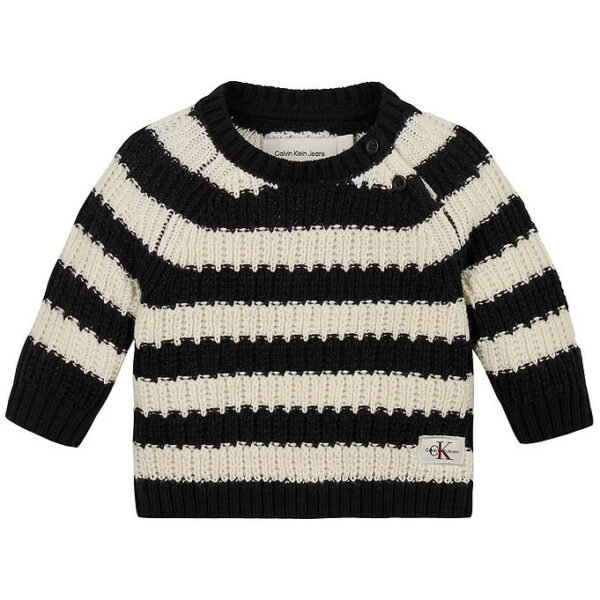 Calvin Klein Bluse - Strik - Stripe - Black/Whitecap