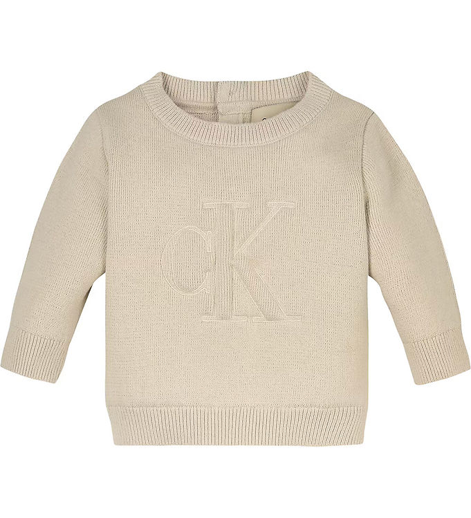 Calvin Klein Bluse - strik - Monogram - Whitecap Gray