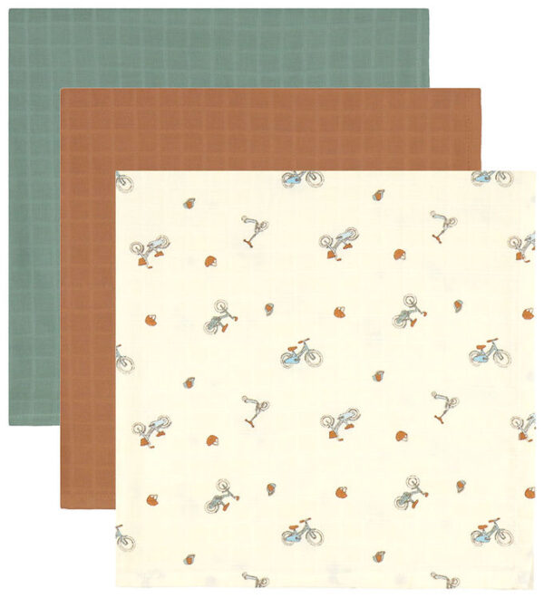 Cam Cam Stofbleer - 70x70 cm - 3-pak - Bicycles Cam Cam Stofbleer - 70x70 cm - 3-pak - Bicycles