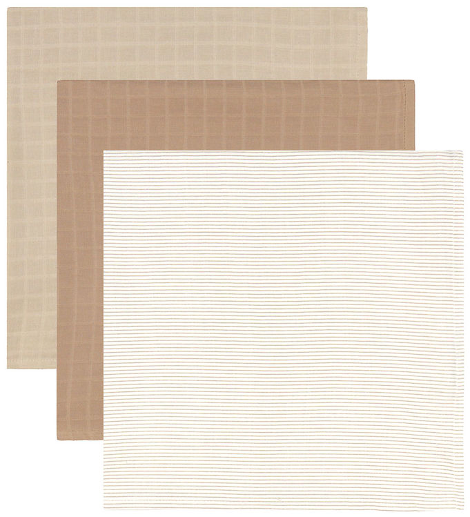 Cam Cam Stofbleer - 70x70 cm - 3-pak - Classic Stripes Camel/Lat