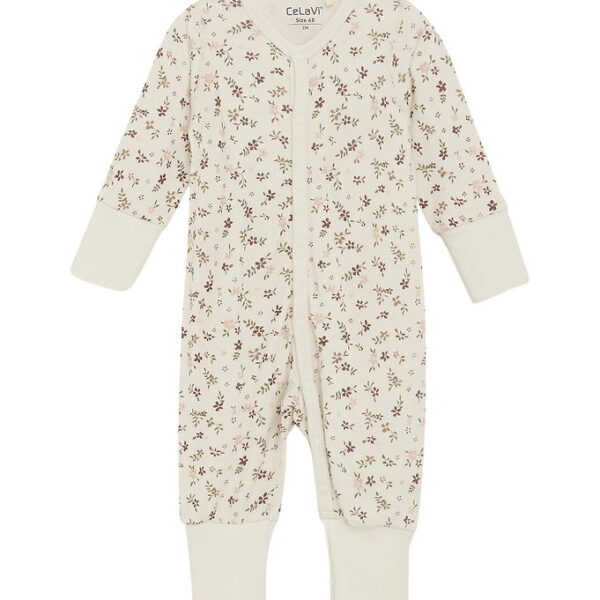 CeLaVi Heldragt - Uld/Viskose - Marron m. Blomster