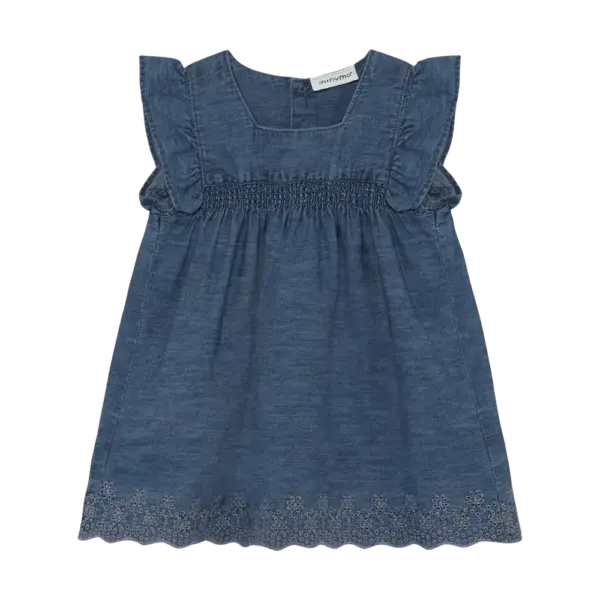 Chambray Kjole - Faded Denim - 74