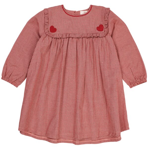 Copenhagen Colors Kjole med hjerte - Red Check Combi - 86 cm