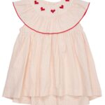 Copenhagen Colors Kjole med hjerter - Dusty Rose/Cream stripe - 62 cm