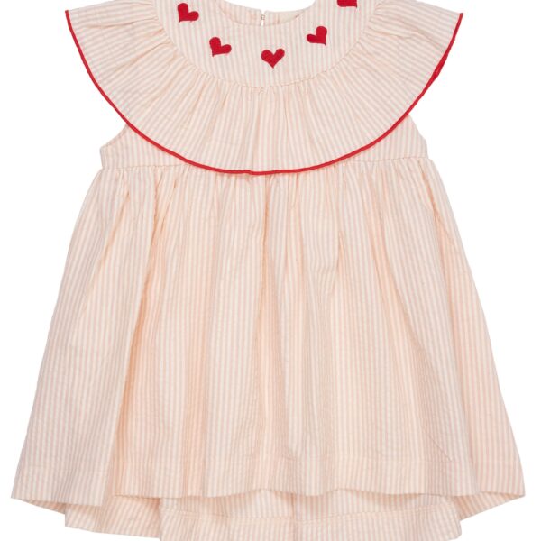 Copenhagen Colors Kjole med hjerter - Dusty Rose/Cream stripe - 62 cm