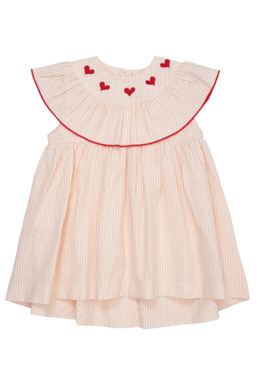 Copenhagen Colors Kjole med hjerter - Dusty Rose/Cream stripe - 62 cm Copenhagen Colors Kjole med hjerter - Dusty Rose/Cream stripe - 62 cm