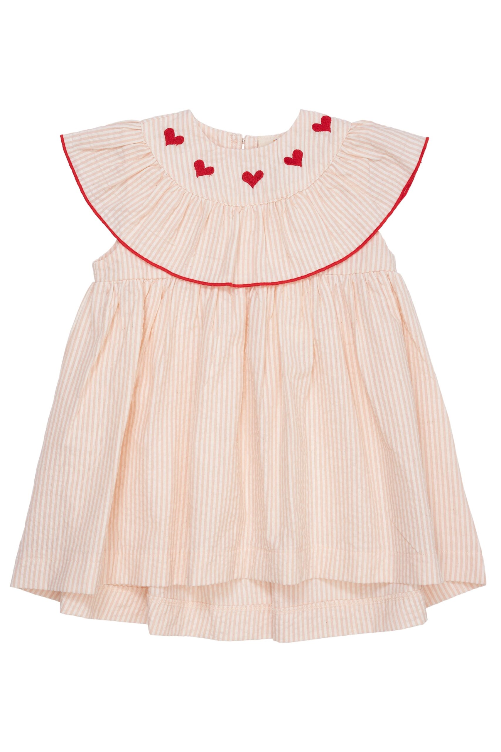 Copenhagen Colors Kjole med hjerter - Dusty Rose/Cream stripe - 62 cm