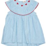 Copenhagen Colors Kjole med hjerter - Sky blue/Cream stripe - 62 cm