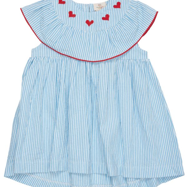 Copenhagen Colors Kjole med hjerter - Sky blue/Cream stripe - 62 cm