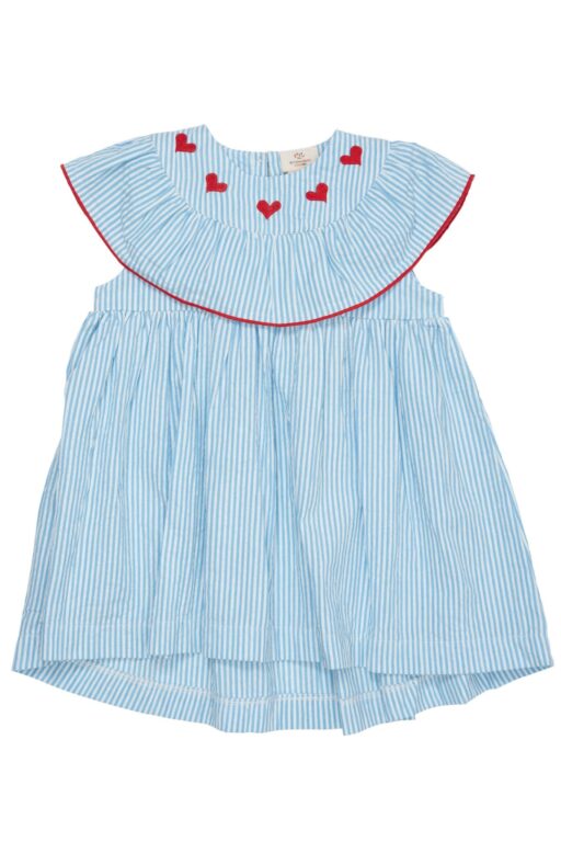 Copenhagen Colors Kjole med hjerter - Sky blue/Cream stripe - 62 cm Copenhagen Colors Kjole med hjerter - Sky blue/Cream stripe - 62 cm