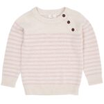 Copenhagen Colors Merino Classic Striped Pullover - Cream/Dusty Rose - 86 cm