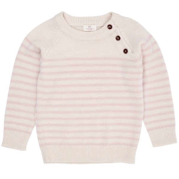 Copenhagen Colors Merino Classic Striped Pullover - Cream/Dusty Rose - 86 cm
