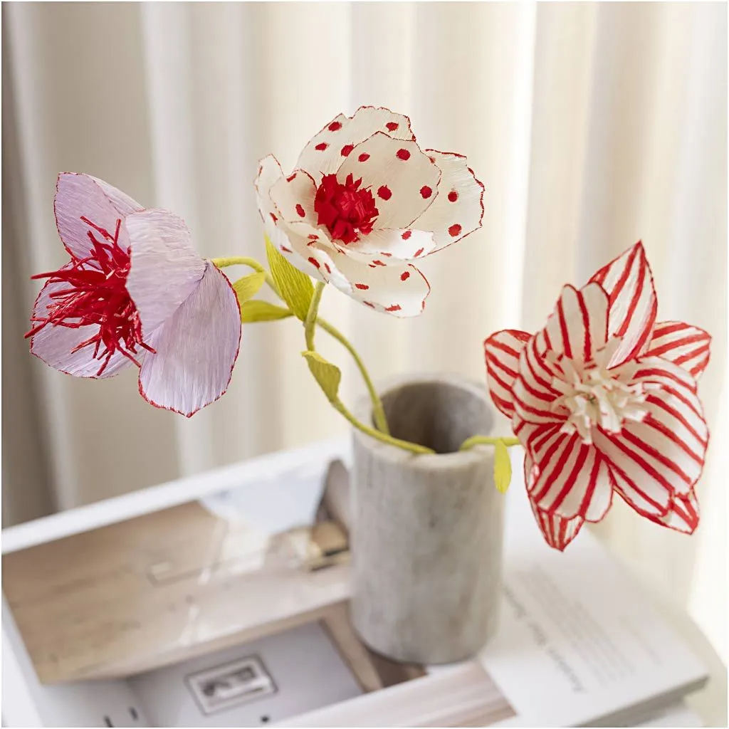 Creativ Company | Crepepapir mini - Blomster med farvemagi, 3 stk