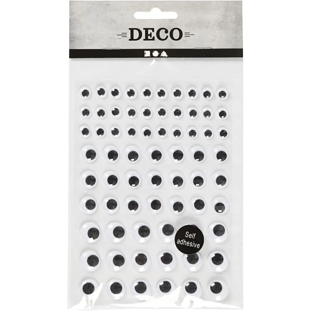 Creativ Company | Rulleøjne, selvklæbende - Flere str., 69 stk