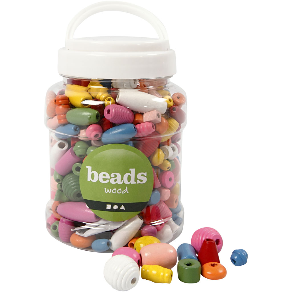 Creativ Company | Træperler i spand - Ass. farver, 400 ml