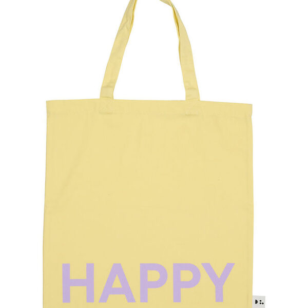 Design Letters Shopper - Happy - Gul m. Lilla Design Letters Shopper - Happy - Gul m. Lilla
