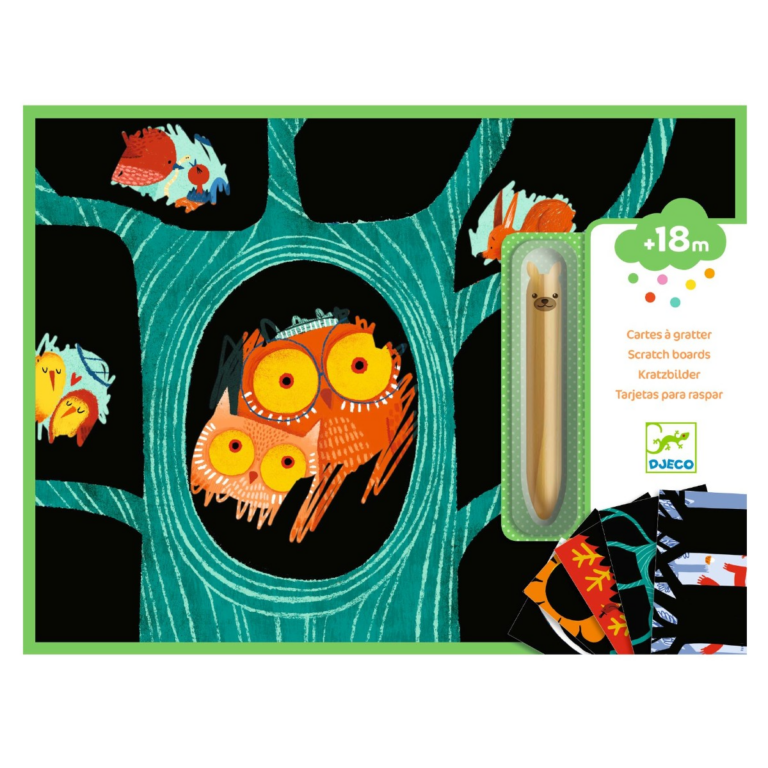 Djeco | Scratch kort (fra 18 mdr) - Dyrevenner