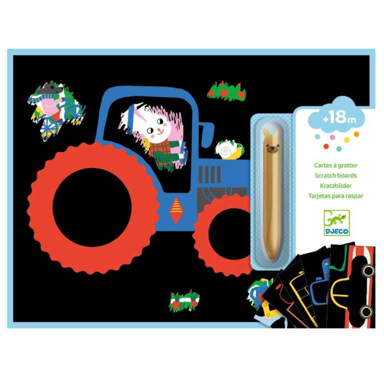 Djeco | Scratch kort (fra 18 mdr) - Køretøjer