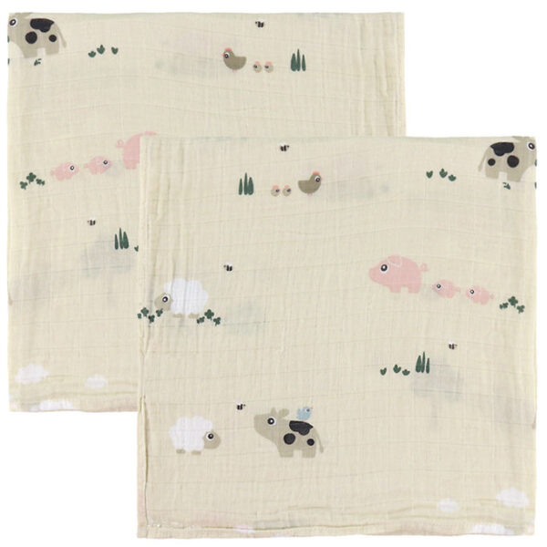 Done By Deer Stofbleer - Musselin - 2-pak - 65x65 cm - Tiny Farm