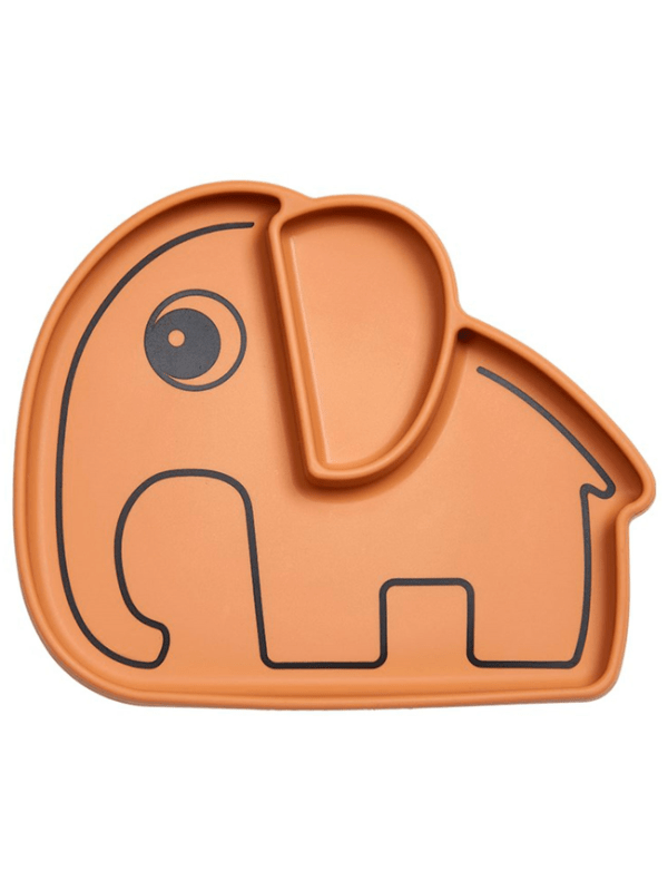 Done by Deer Silikone Tallerken Med Sugekop, Elefant, Mustard - tallerkener - Legekammeraten.dk
