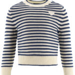 Emporio Armani Bluse - Strik - Hvid/Blåstribet