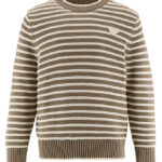 Emporio Armani Bluse - Strik - Hvid/Brunstribet