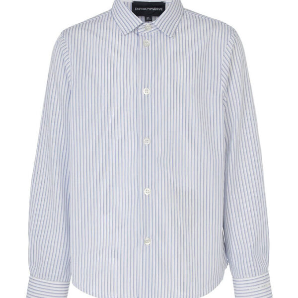 Emporio Armani Skjorte - Hvid/Blåstribet