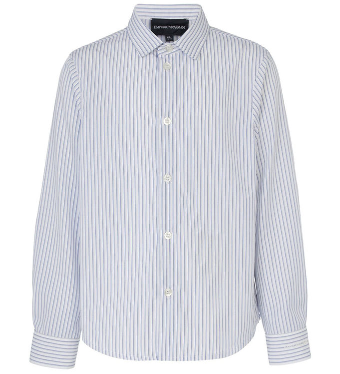 Emporio Armani Skjorte - Hvid/Blåstribet Emporio Armani Skjorte - Hvid/Blåstribet