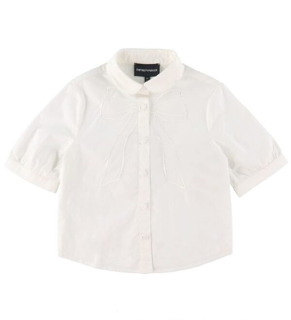 Emporio Armani Skjorte k/æ - Hvid m. Sløjfe