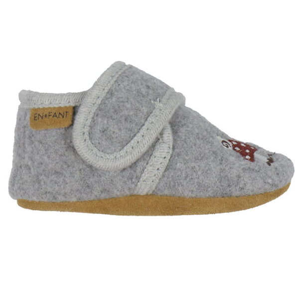 En Fant Hjemmesko - Uld - Gråmelerede m. Svampe