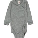 Engel Slå-om Body l/æ - Uld/Silke - Lysegrå Meleret