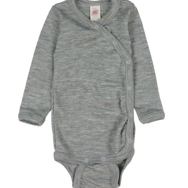 Engel Slå-om Body l/æ - Uld/Silke - Lysegrå Meleret