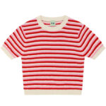 FUB T-shirt - Strik - Ecru/Rød/Candy