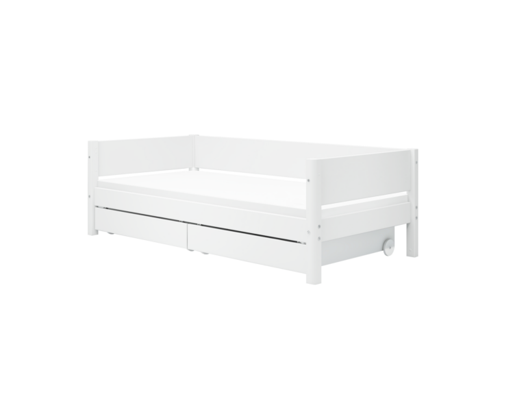 Flexa White Enkeltseng 90x200 cm m. Baggavl Incl. 2 Udtræksskuffer - Hvid