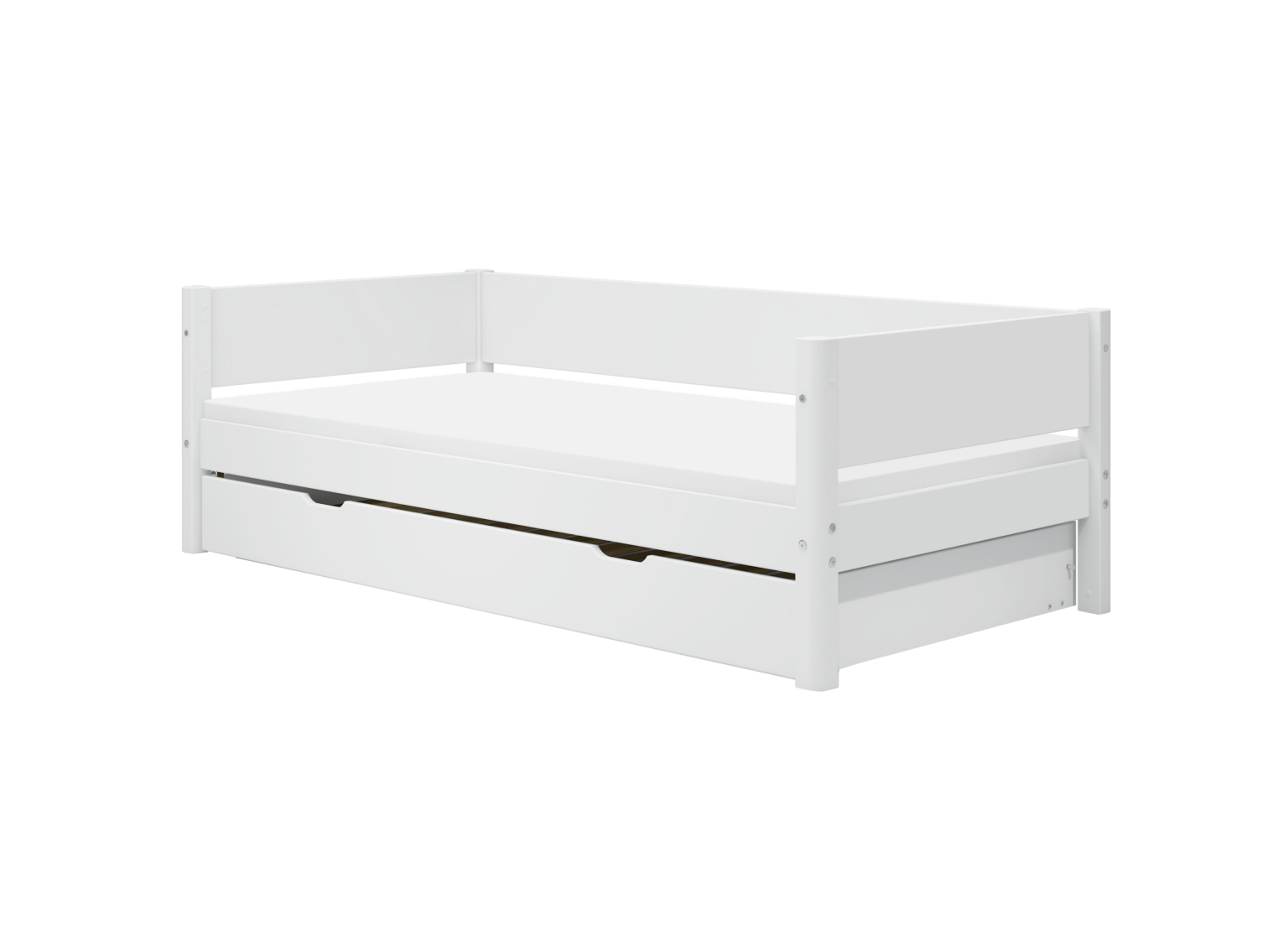 Flexa White Enkeltseng 90x200 cm m. Baggavl Incl. Udtræksseng - Hvid/eg