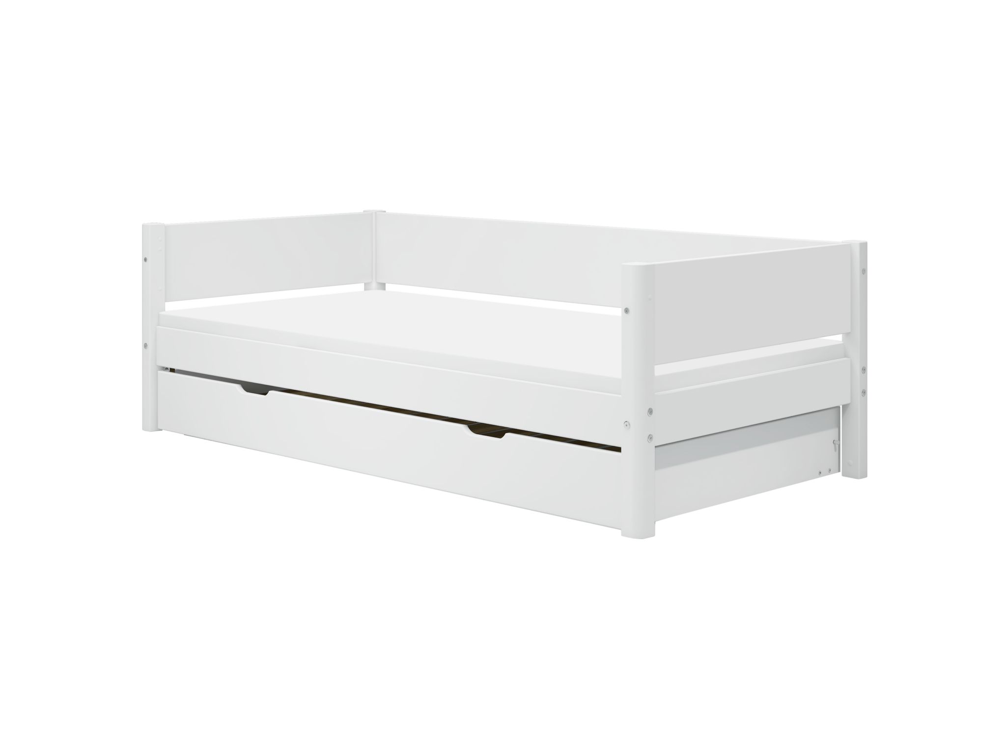 Flexa White Enkeltseng 90x200 cm m. Baggavl Incl. Udtræksseng - Hvid/eg