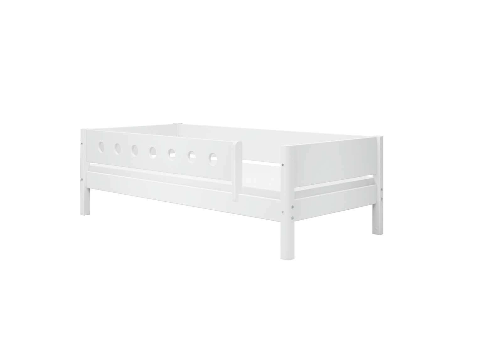 Flexa White Enkeltseng 90x200 cm m. Dots Sengehest - Hvid