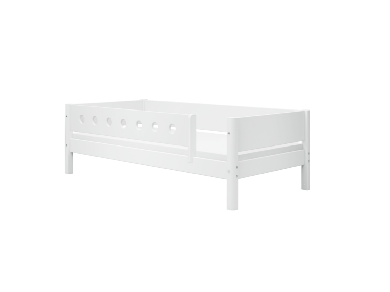 Flexa White Enkeltseng 90x200 cm m. Dots Sengehest - Hvid