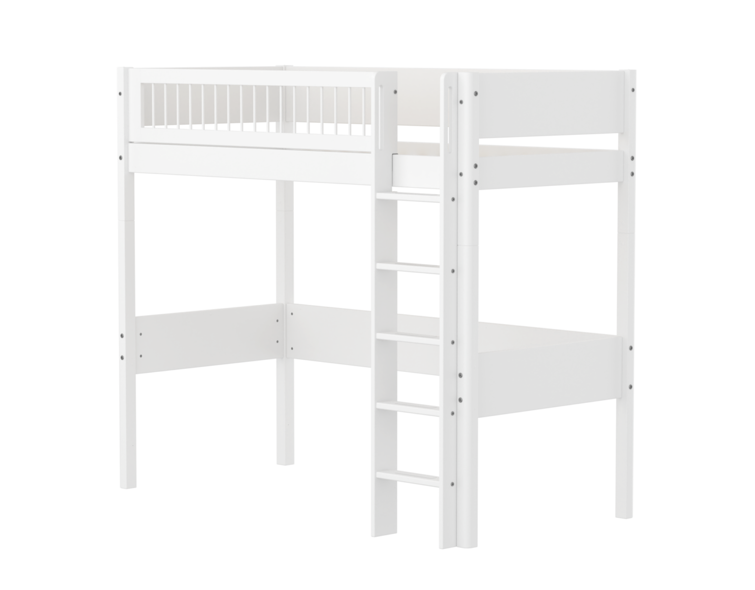 Flexa White Højseng 184 cm Med Stige og Crossbar Sengehest 90x200 Cm- Hvid