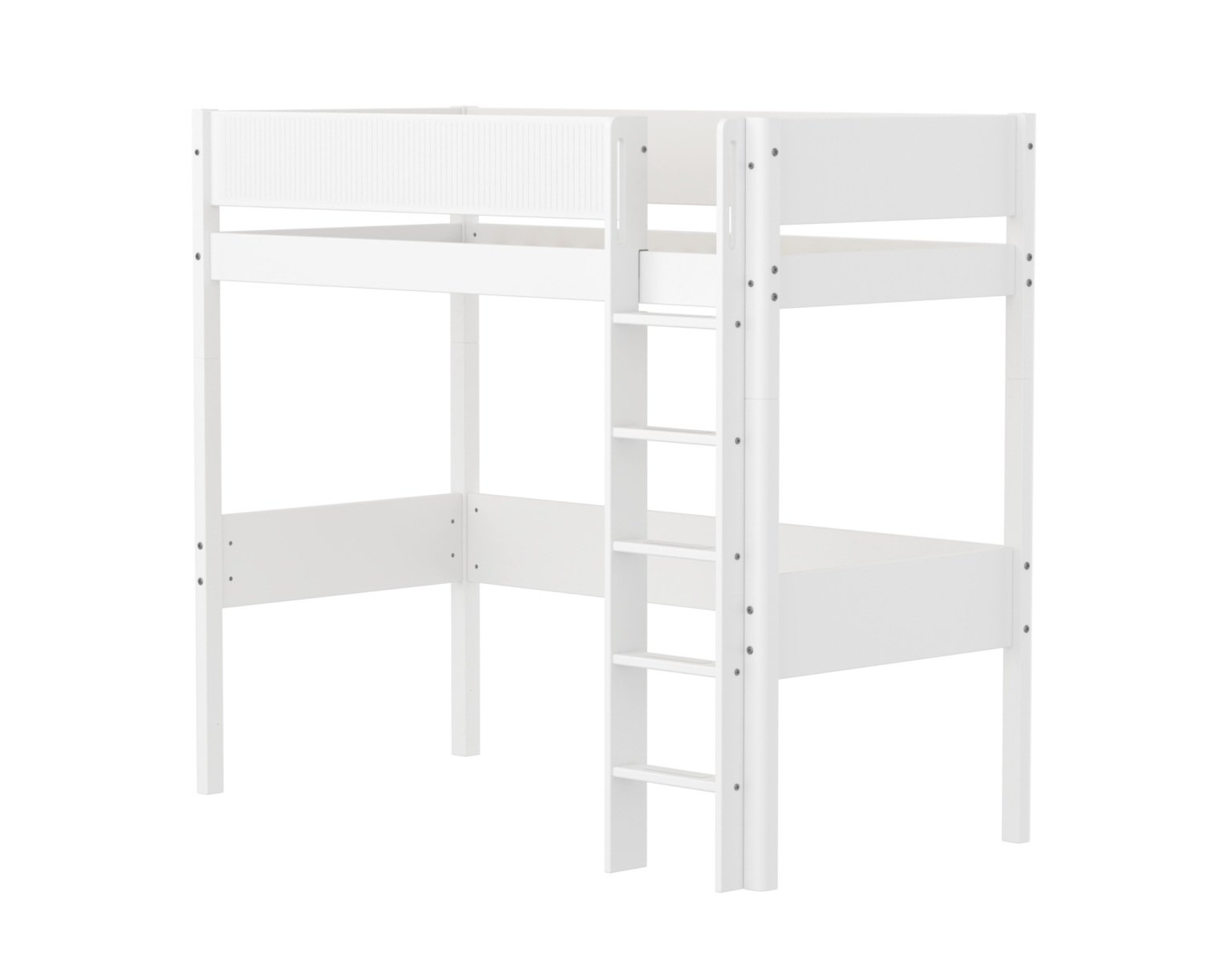 Flexa White Højseng 184 cm Med Stige og Grooves Sengehest 90x200 Cm- Hvid