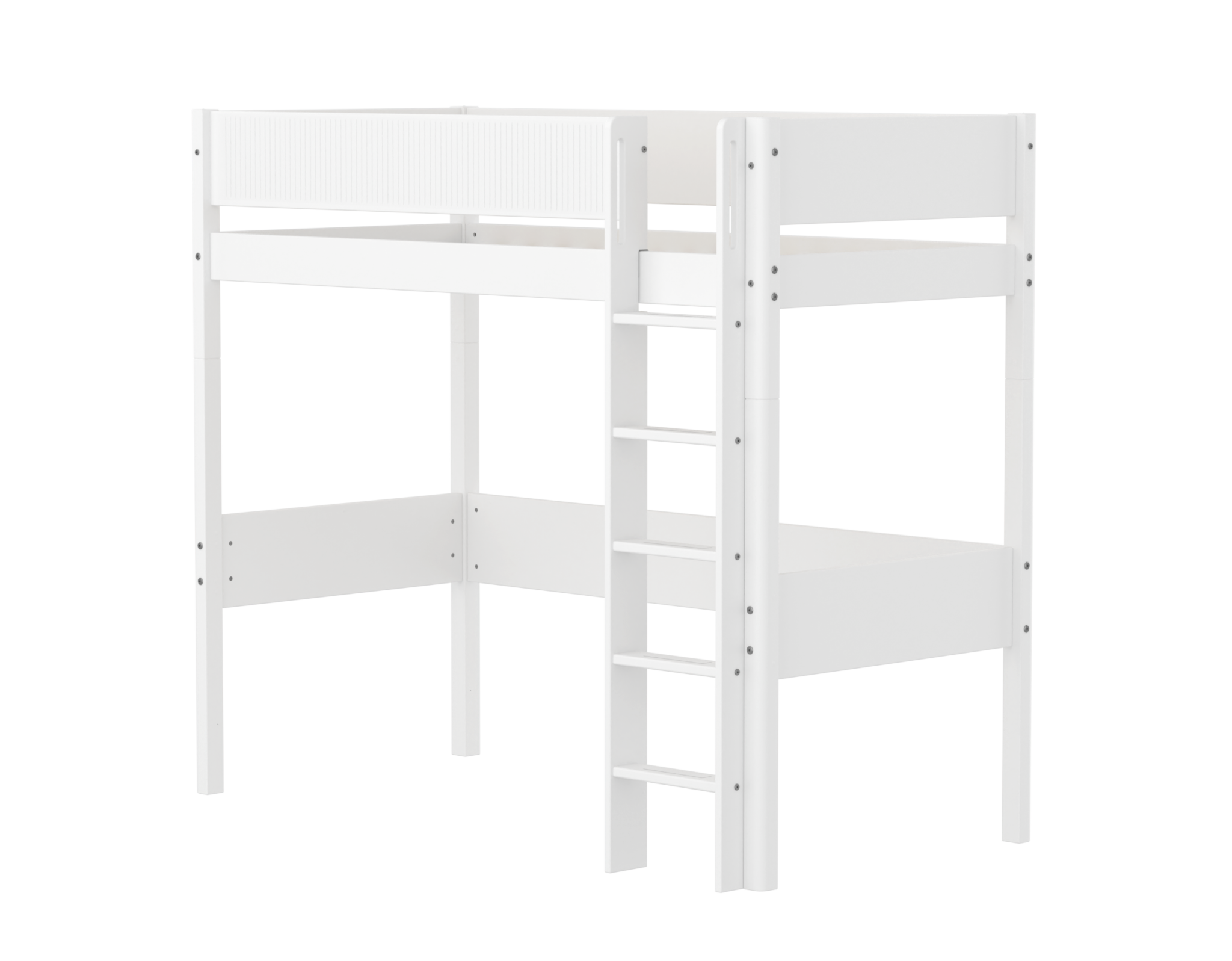 Flexa White Højseng 184 cm Med Stige og Grooves Sengehest 90x200 Cm- Hvid