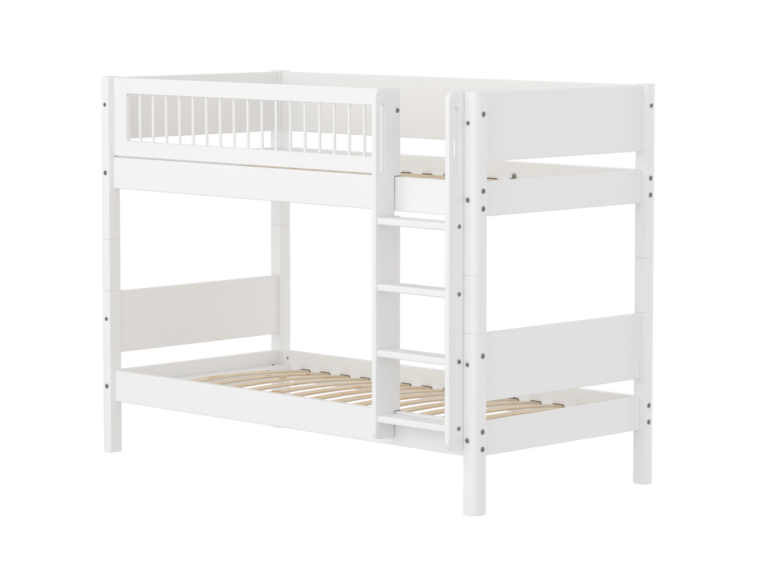 Flexa White Køjeseng 154 cm Med Stige og Crossbar Sengehest 90x200 Cm- Hvid