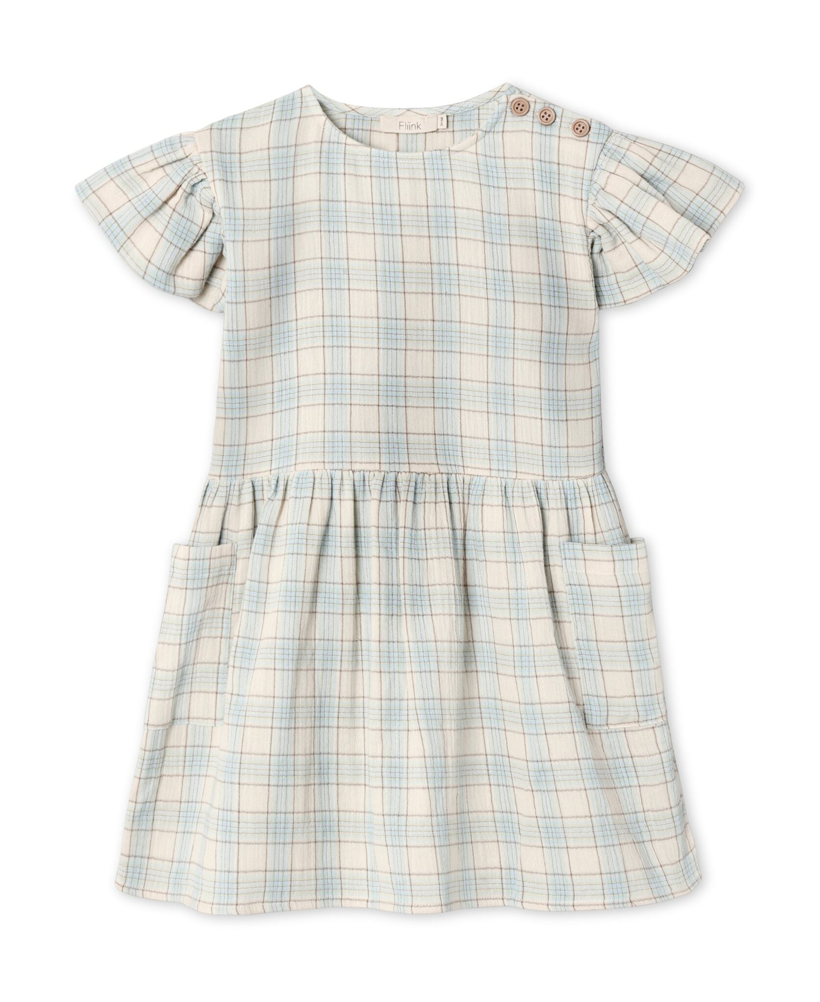 Fliink Cha Cha Dress - Sandshell Check - 80 cm