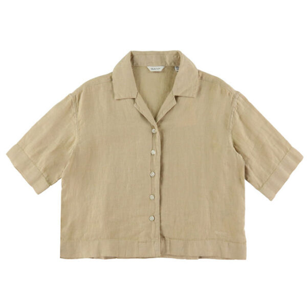 GANT Skjorte - Hør - Boxy - Dry Sand