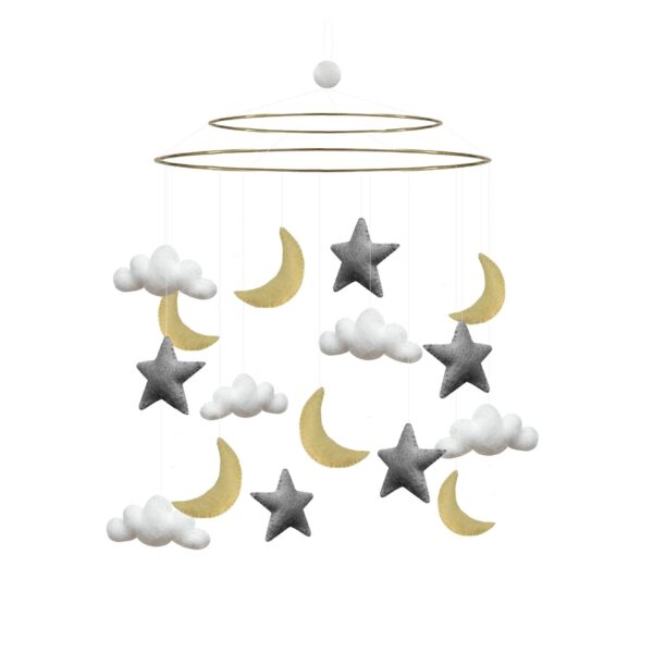 Gamcha Stor Uro med hvide skyer, måner & stjerner