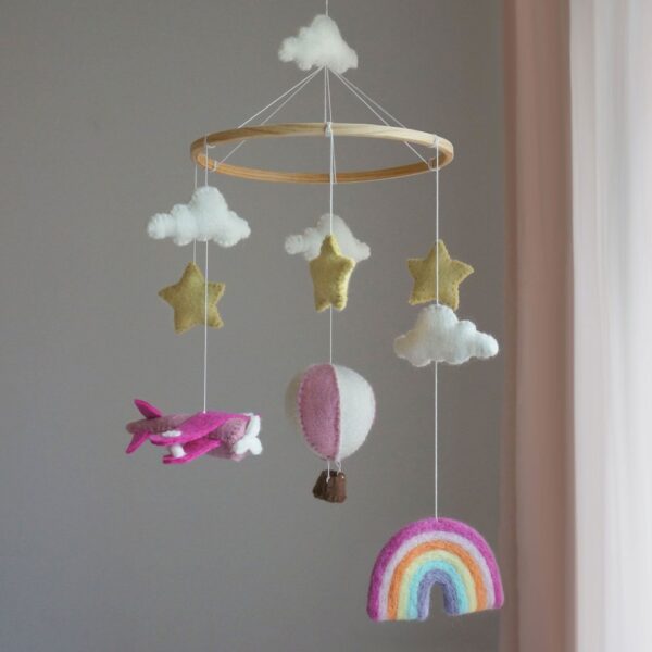 Gamcha Uro med Flyvemaskine, regnbue og Luftballon - Pink