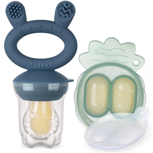 Haakaa Food Feeder Steel Blue - bakke til nedfrysning