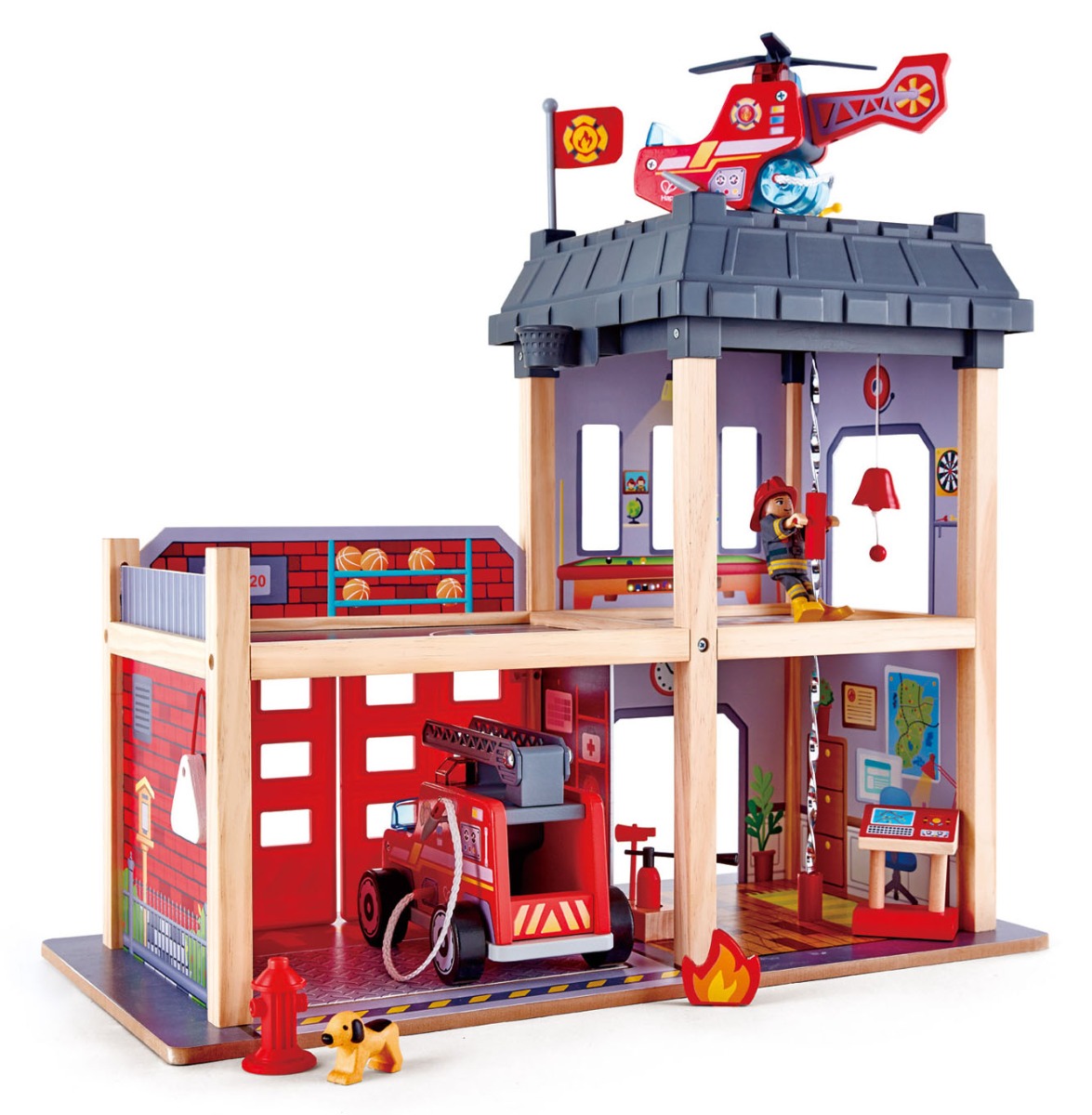 Hape | Brandstation i træ m. 13 dele