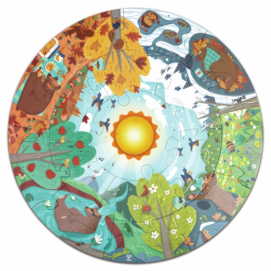 Hape | Puslespil m. 16 brikker - Årstiderne